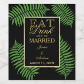 Elegante noble Adlerfarn-Hochzeit Weinetikett (Einzelnes Label)
