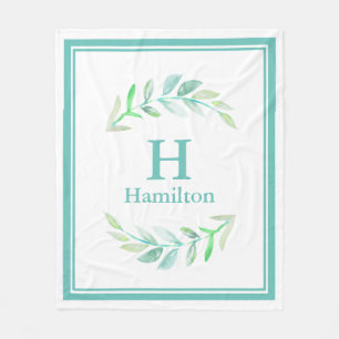 Elegante noble Aquarell-Lorbeer-doppelter Rahmen Fleecedecke