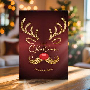 Elegante Non Foto Trendy Gold Script Rentier Xmas Folien Feiertagskarte