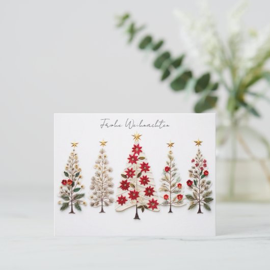 Elegante Nordic Style Weihnachtsbäume Postkarte (Stehend Vorderseite)