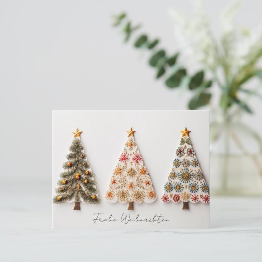 Elegante Nordic Style Weihnachtsbäume Postkarte (Stehend Vorderseite)