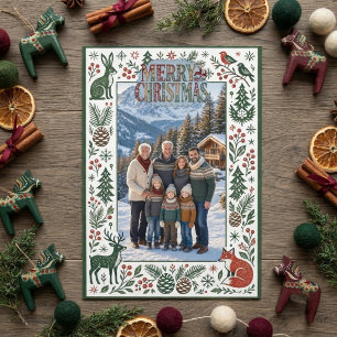 Elegante nordische Winter-Alpen-Weihnachtsfamilien Einladung