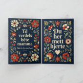 Elegante Norwegische Rosemaling Muttertag Karte (Innenseite)