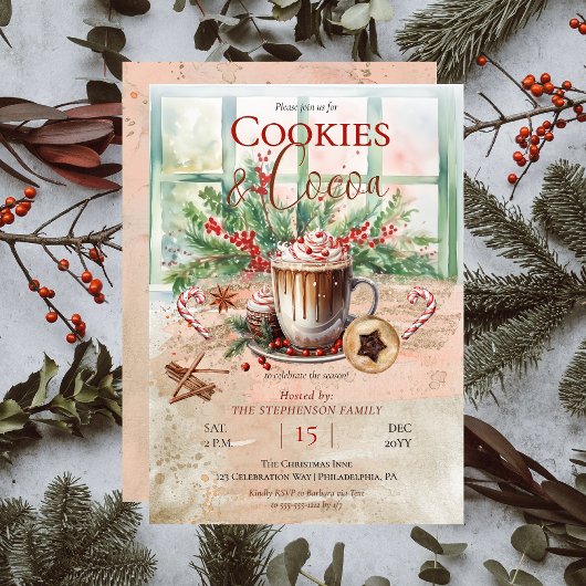 Elegante nostalgische Cookies und Kakaofeier Einladung