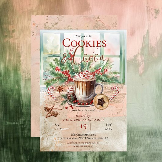 Elegante nostalgische Cookies und Kakaofeier Einladung