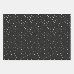 Elegante Nostalgische handbemalte Sterne auf Schwa Geschenkpapier Set