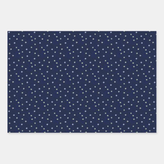 Elegante Nostalgische Sterne auf Schwarz, Blau und Geschenkpapier Set (Vorderseite 3)