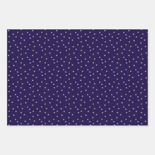 Elegante Nostalgische Sterne auf Schwarz, Blau und Geschenkpapier Set (Vorderseite 2)