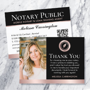 Elegante Notar-Dankeschön-Notiz Foto Schwarz Pink Visitenkarte