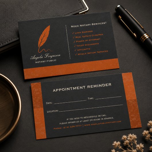 Elegante Notar Orange Geschäft Terminkarte