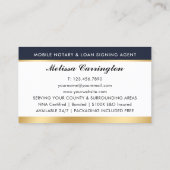 Elegante Notar Public Foto Gold Dark Navy Blue Visitenkarte (Rückseite)