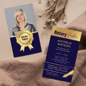Elegante Notar Public Foto Navy & Gold Visitenkarte