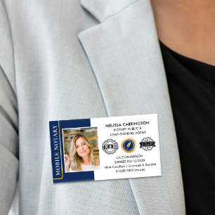 Elegante Notar Public Loan Signing Agent Navy Namenschild