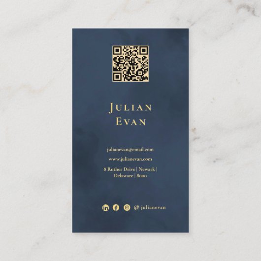 Elegante Notar Public Navy Blue Gold LinkedIn QR Visitenkarte (Rückseite)