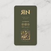 Elegante Notary Monogram Army Green Modern Visitenkarte (Rückseite)