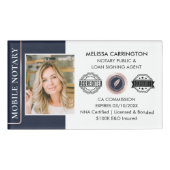 Elegante Notary Public Midnight Blue Rose Gold Namenschild (Vorderseite)