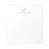 Elegante Note Pad mit Name und Anfangsbuchstabe Notizblock (Vorderseite)