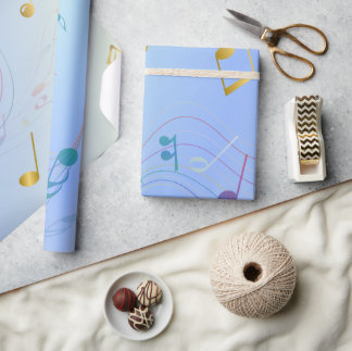 Elegante Noten in blauem Farbverlauf Geschenkpapier