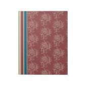 Elegante Notepad oder Jotter, Maroon, Blue Floral Notizblock (Rotiert)