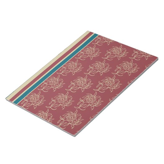 Elegante Notepad oder Jotter, Maroon, Blue Floral Notizblock (angewinkelt)