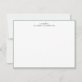 Elegante Notizkarte mit personalisiertem Salbeigrü Einladung