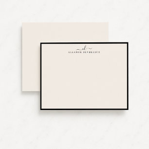Elegante Notizkarte mit schwarzer Umrandung und Mo Einladung