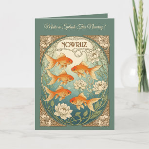 Elegante Nowruz-Goldfisch-Feier Karte