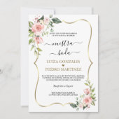 Elegante Nuestra Boda Caligrafía Con Flores Einladung (Vorderseite)