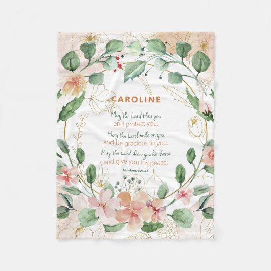 Elegante Nummern 4:24-26 Wasserfarben nach Maß Fleecedecke (Vorderseite)