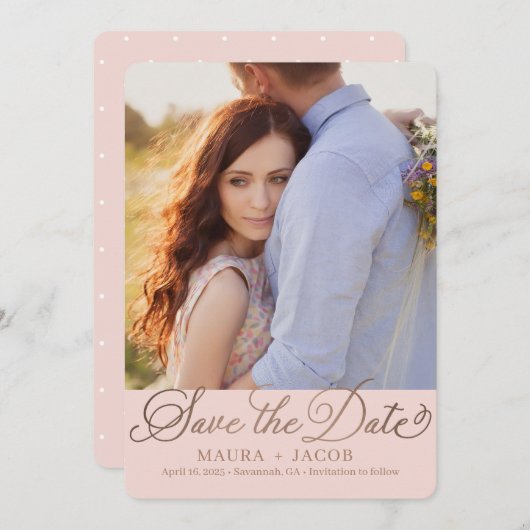 Elegante Nuptial Save the Date Card Dankeskarte (Vorne/Hinten)