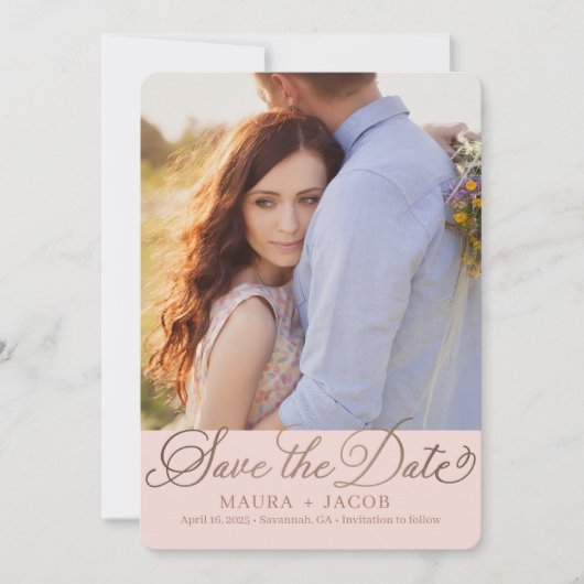 Elegante Nuptial Save the Date Card Dankeskarte (Vorderseite)