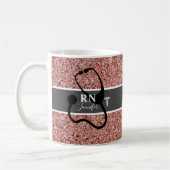 Elegante Nurse RN Rose Gold Glitzer Personalisiert Kaffeetasse (Links)