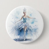 Elegante Nussknacker-Schneekönigin in Weiß Button (Vorderseite)