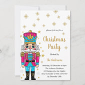 Elegante Nussknacker-Weihnachtsfeier | Gold Glitte Einladung (Vorderseite)