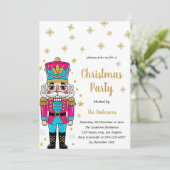Elegante Nussknacker-Weihnachtsfeier | Gold Glitte Einladung (Stehend Vorderseite)