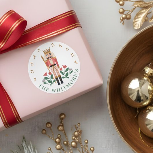 Elegante Nutcracker Ballet Toy Soldier Blumenmusik Runder Aufkleber