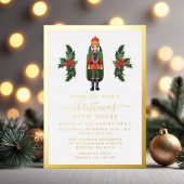 Elegante Nutcracker Christmas Open House Gold Folieneinladung