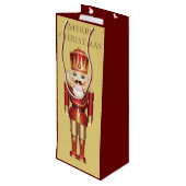 Elegante Nutcracker Toy Soldier Weihnachtscreme Geschenktüte Für Weinflaschen (Rückseite Schrägansicht)