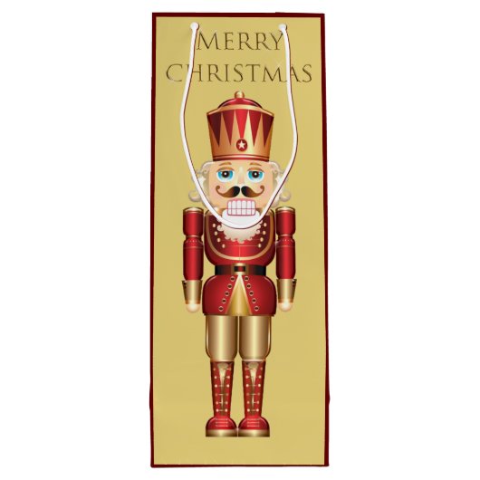 Elegante Nutcracker Toy Soldier Weihnachtscreme Geschenktüte Für Weinflaschen (Rückseite)
