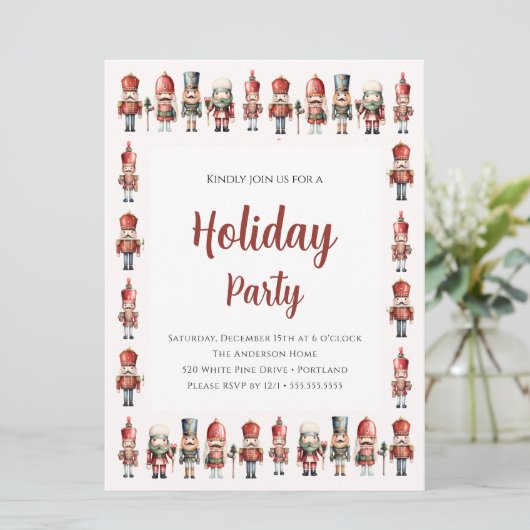 Elegante Nutcracker Weihnachtsfeier Einladung (Stehend Vorderseite)