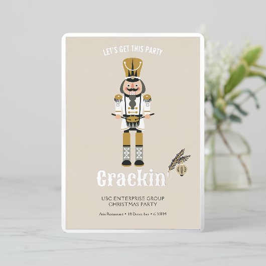 Elegante Nutcracker Weihnachtsfeier Festlich Folieneinladung (Stehend vorne)
