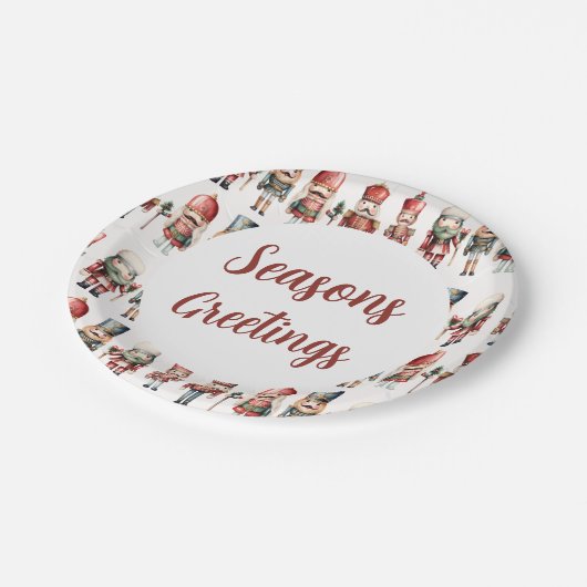 Elegante Nutcracker Weihnachtsfeier Pappteller (Schrägansicht)