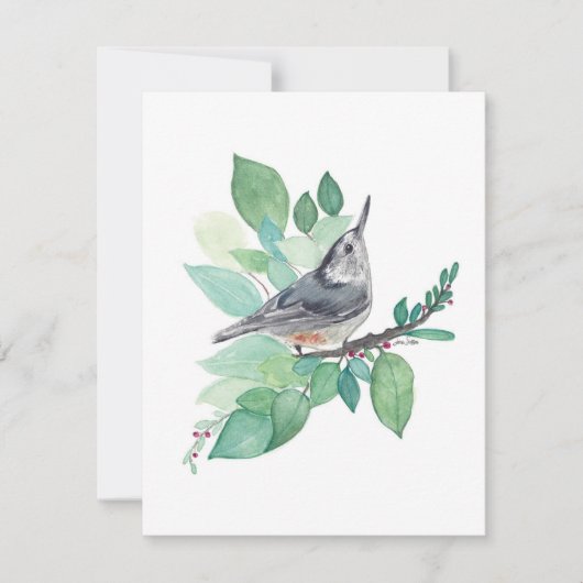 Elegante Nuthatch Watercolor Note Card (Vorderseite)