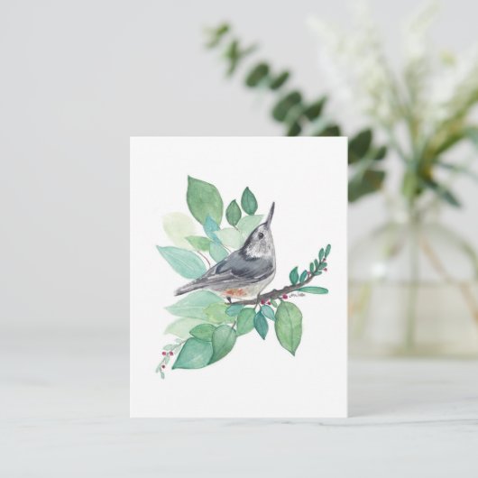 Elegante Nuthatch Watercolor Note Card (Stehend Vorderseite)