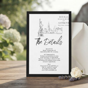 Elegante NYC-Silhouette-Hochzeits-Details-Karte Einladung
