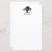 Elegante Oak Tree Ink Zeichnend Monogram Stationer (Vorne/Hinten)