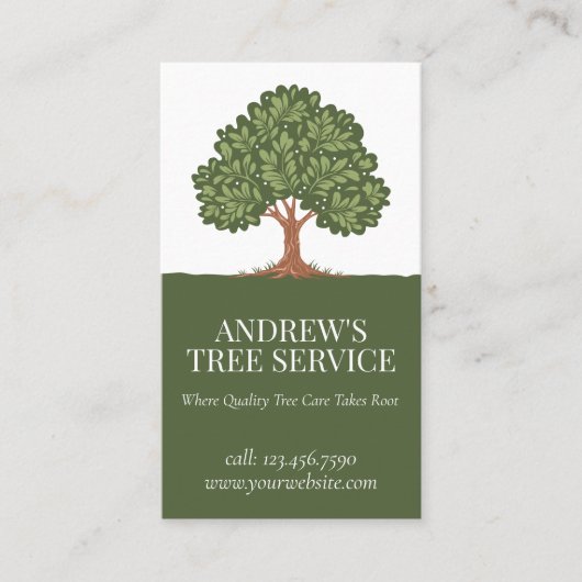 Elegante Oak Tree Rasenpflege Landschaften Arboris Visitenkarte (Vorderseite)