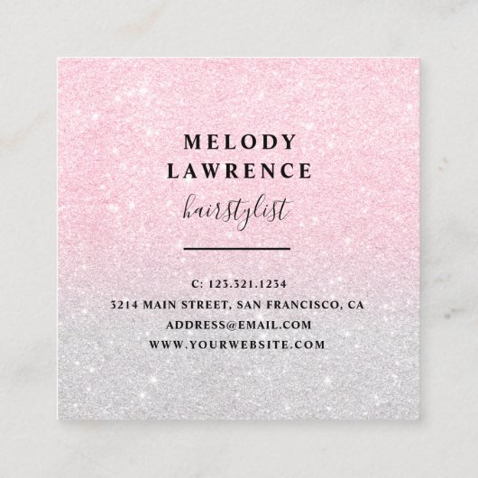 Elegante Ober-Rose-Goldschere Quadratische Visitenkarte (Rückseite)