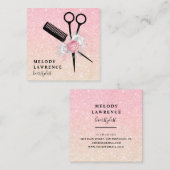 Elegante Ober-Rose-Goldschere Quadratische Visitenkarte (Vorne/Hinten)