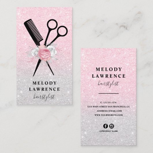 Elegante Ober-Rose-Goldschere Visitenkarte (Vorne/Hinten)